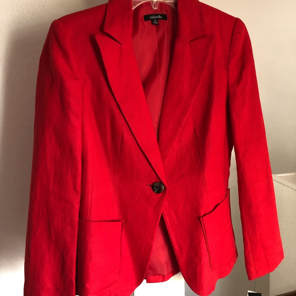 RAFAELLA Red Linen Blazer